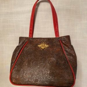 Queen Bee, textured chocolate brown,purse, handbag. Excellent used condition
